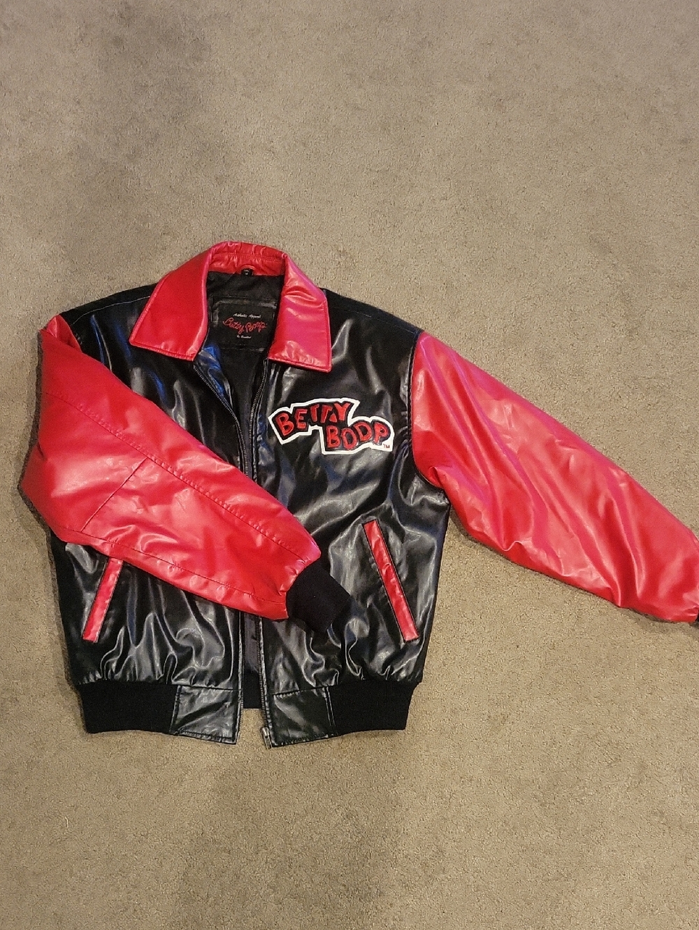 Betty Boop Leather Varsity Bomber Jacket Size M